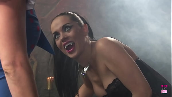 Hot vampires play with each other with sex toys 