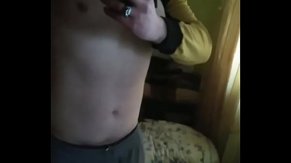 Bulky man shows chest