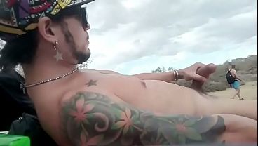 Jerking off a fat one in the dunes. What would you do if you saw me like this, stroking hard and exploding my load!!!