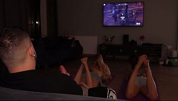 Gaming session two roommates got their pussies owned alternately