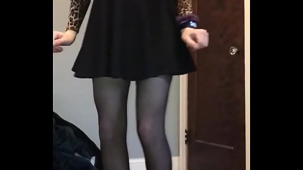 Slutty sissy shows under her skirt 