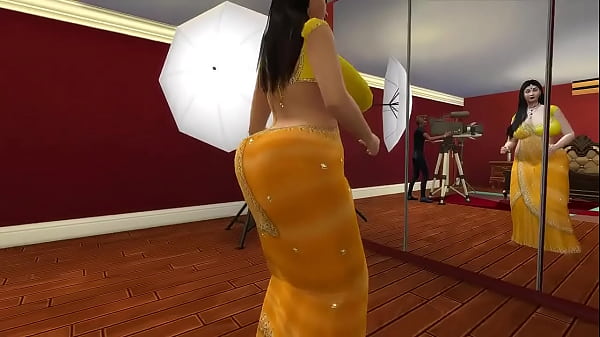 Play MP4 - Desi Aunty Manju teasing horny guys by wearing a sexy yellow saree