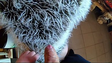 Tight green leather pants cameltoe &ndash; blowjob & doggy with cum on my fur coat & downjacket