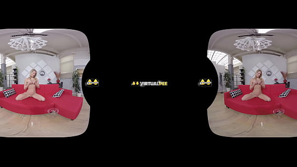 Claudia Macc_catches_her golden piss_in a glass in vr porn movie