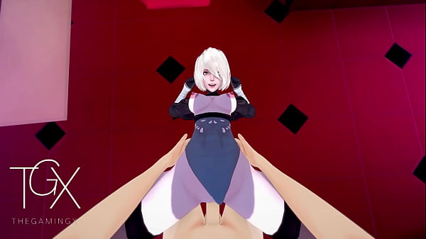 Anime hentai game gaming 2b sexy robot android girl hardcore sex in all positions and deep throat