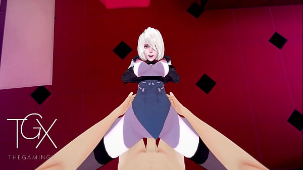 Anime hentai game gaming 2b sexy robot android girl hardcore sex in all positions and deep throat 