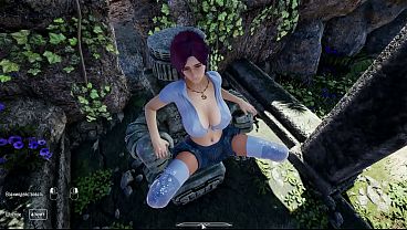 A secret statue on a desert island penetrates Lara Croft's tight ass with its penis. 