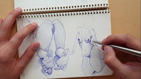 quick sketch with parker ballpoint pen_my sketchbook doggy style foot fetish