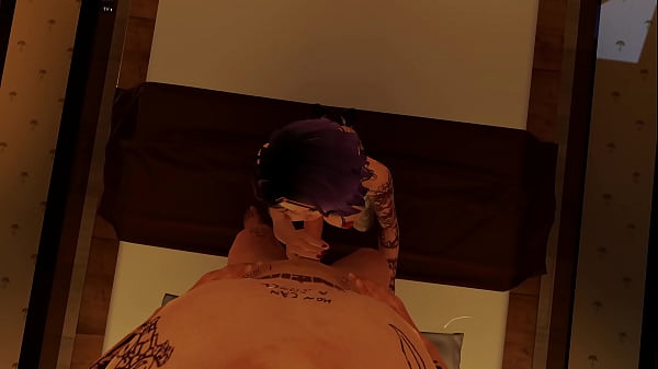 GREAT BLOWJOB FROM HOT PURPLEHAIRED GIRL - POV (CUMSHOT)