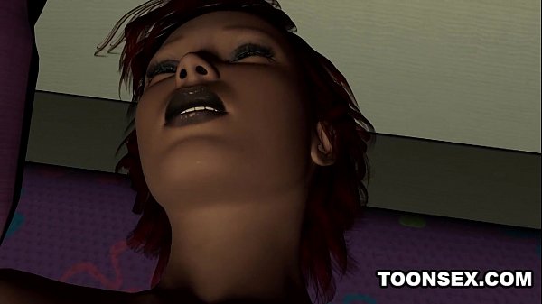 3D cartoon redhead babe_plays with herself in bed