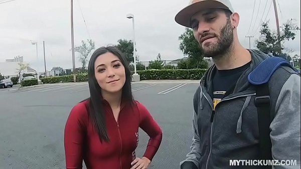 Chick in tight racesuit picks up random cock for fun