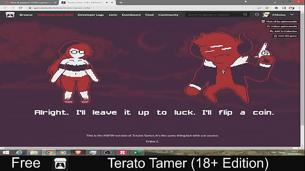 Terato tamer free game itchio simulation 2d adult monsters pixel art turn based combat 