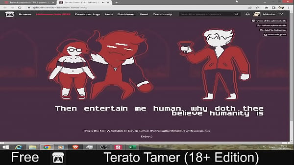 Terato tamer free game itchio simulation 2d adult monsters pixel art turn based combat 