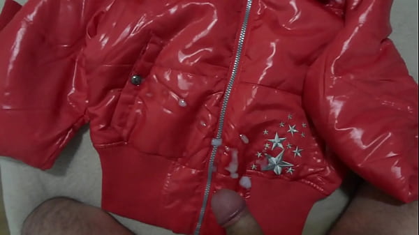 Cum on my Girlfriend_s Shiny_Nylon Jacket