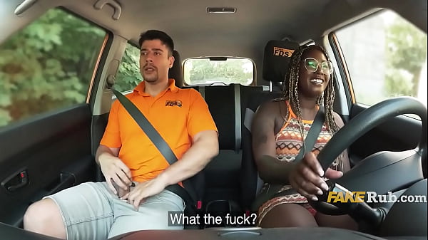 Driving instructor fucks his busty ebony student