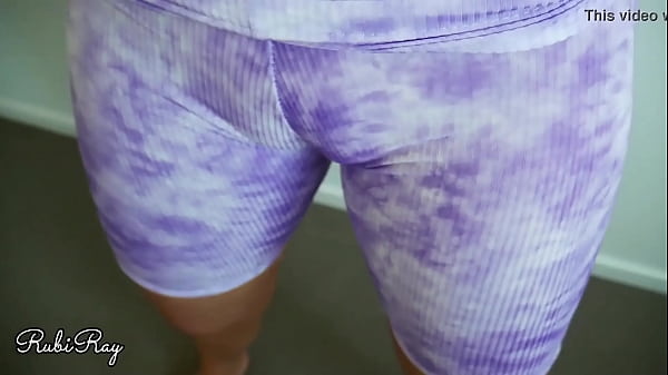 Cum in Panties and Pull Them UpAfter Stretching in Short Yoga Pants