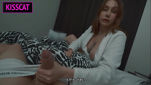 Taboo Fantasy Turns Real? Step mom Helps Step son in Share Bed with Hand, but Fills Pussy with Cum