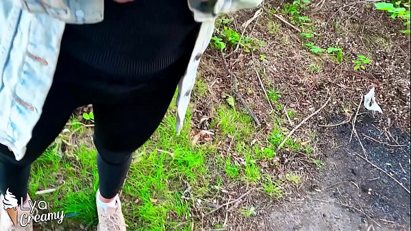 Blonde suck big cock and hanjob outdoor pov