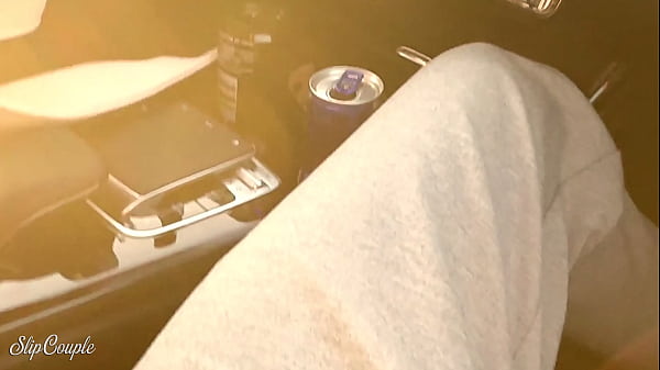 One hand on the steering wheel one hand on the cock risky public p 