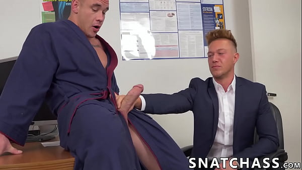 Two office studs are banging after work 