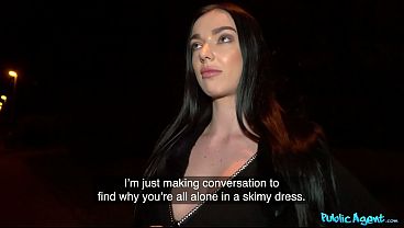 She had great tits and ass under that sexy black underwear - Public Agent 