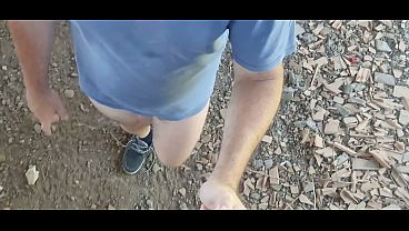 Nude boy walking