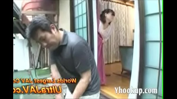 Japanese step mom step son while step dad practice golf