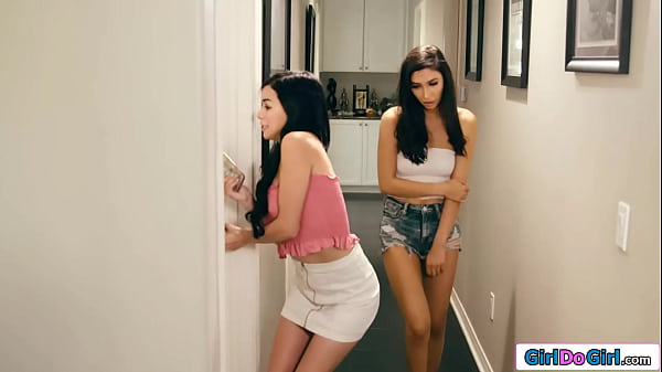 Busty latina teen masturbates her petitebest friends pussy