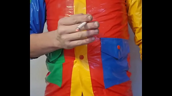 ABDL raincoat sissy smoking with_wet diaper