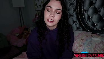 Stepsister Alina Voss Kneels Down To Get A Taste Of Her Stepbros Cock thumbnail