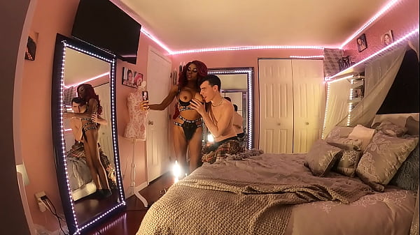 Ebony_bimbo Anastasia_Valentine in a private shoot with Aiden_behind the scenes