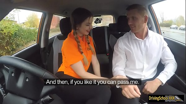 Sexy driving examinee fucked inthe car