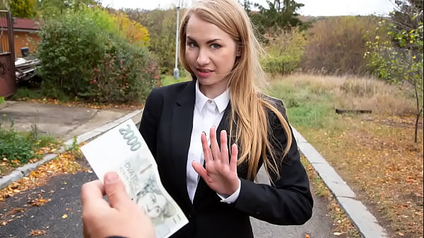 Shy russian blondie tricked into public bang when in czech