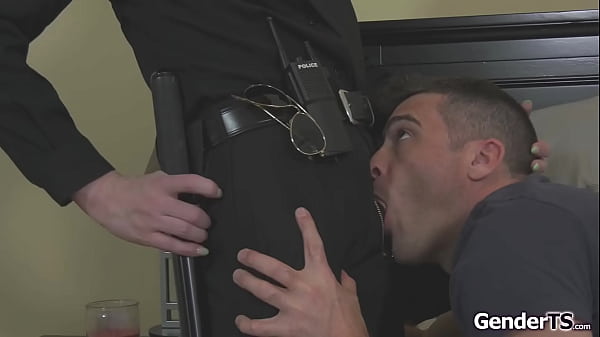 Shemale police officer Natalie Mars is here to the rescue.The tgirl calms down a guy but he notices her bulge.The tgirl is sucked and anal fucked 