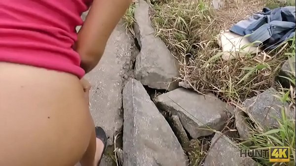 HUNT4K. Graceful brunette gives blowjob and gets banged for cash 