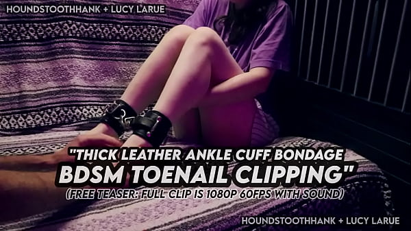 Thick leather ankle cuff bondage bdsm toenail clipping 