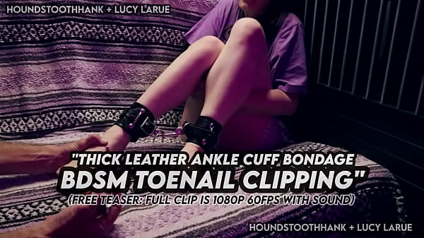 Thick leather ankle cuff bondage bdsm toenail clipping