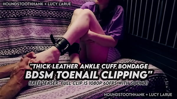 Thick leather ankle cuff bondage bdsm toenail clipping 