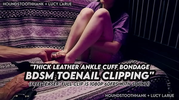 Thick leather ankle cuff bondage bdsm toenail clipping