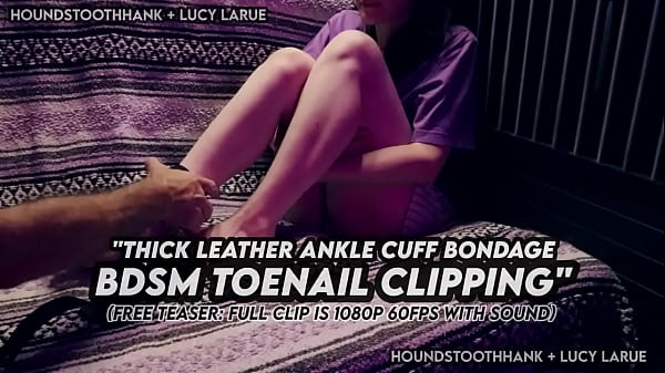 Thick leather ankle cuff bondage bdsm toenail clipping 