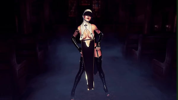 Play MP4 - Horny gothic nun milf in revealing outfit dances seductively in church