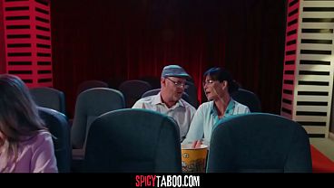 Blonde Babe Sucks Her Boyfriend's Cock At The Movie Theatre 