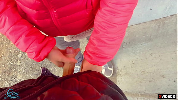 Real_public cum panties under the bridge