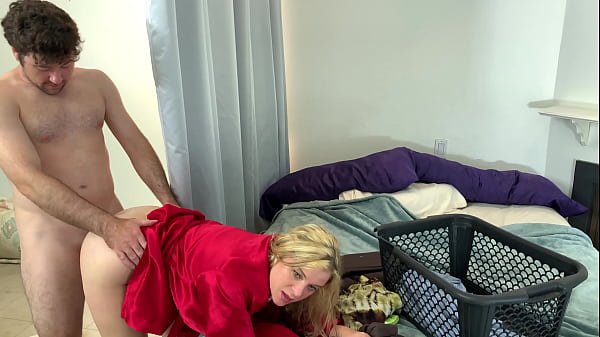 Stepmom Lets Her Stepson Fuck Her While Folding Clothes thumbnail