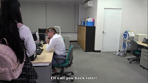 Slender japanese woman facesitting in the office