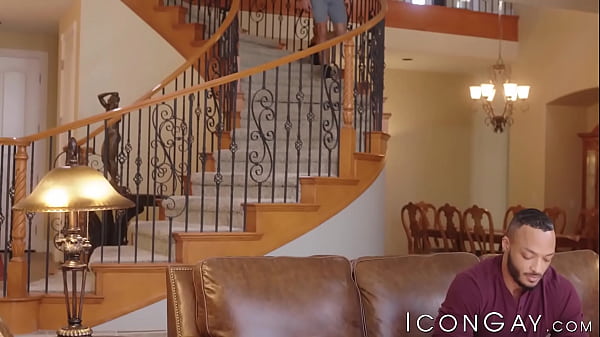 Adorable inked jock Casey Everett sensually sucking a big black dick before rough bareback banged by horny hunk Dillon Diaz and cum sprayed himself. 