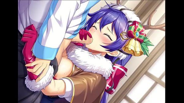 Christmas babe sucking cock