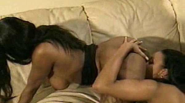 Ebony lesbians enjoy her vibrator 