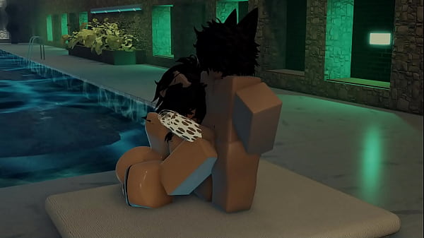 Femboy fucks a huge assed girl near a pool 3 