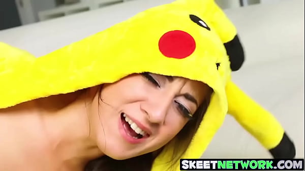 Sexy teen with pokemon costume gets pussy smashed hard sexy brunette teen with amazing tits and lovely hairy pussy gets fucked by massive dick